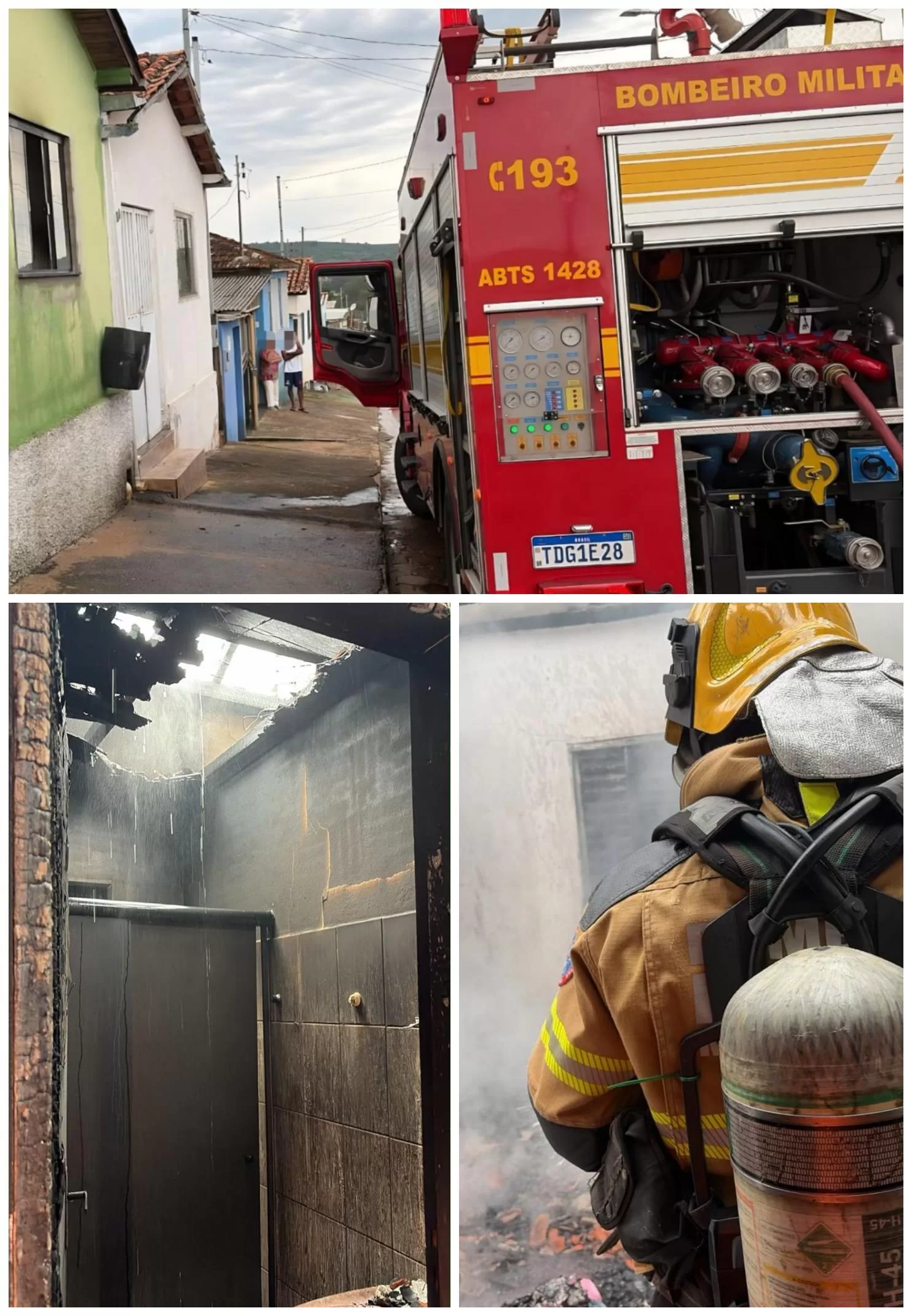 Incêndio atinge casa em Serrania e mobiliza Bombeiros de Alfenas