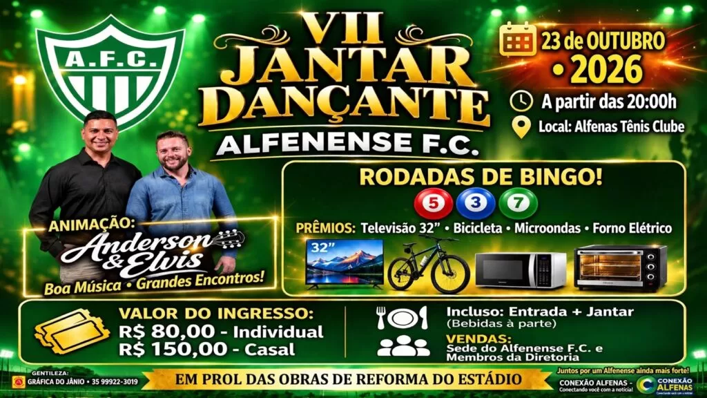 Jantar do Alfenense Futebol Clube reúne centenas e arrecada recursos para reforma do Estádio Alviverde