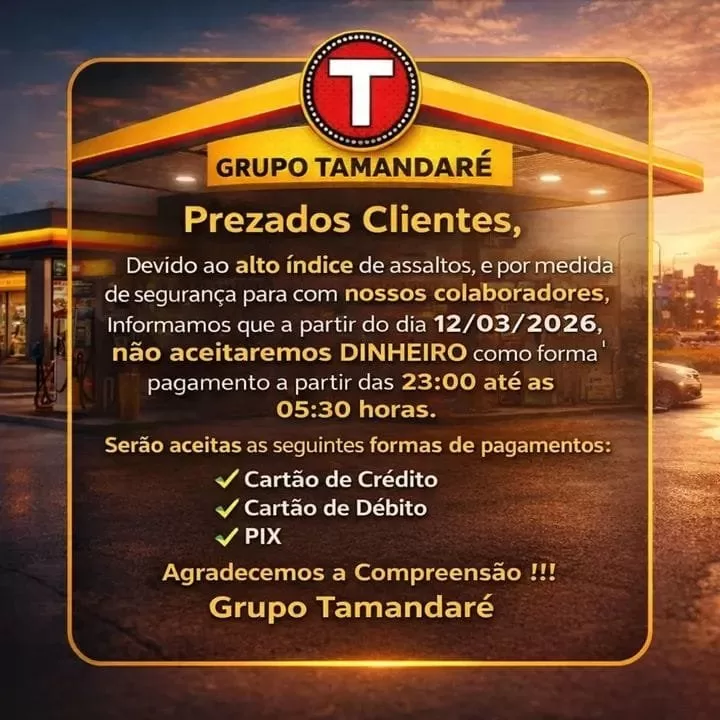 Assalto a posto de combustível em Alfenas leva R$ 120 e muda forma de pagamento à noite