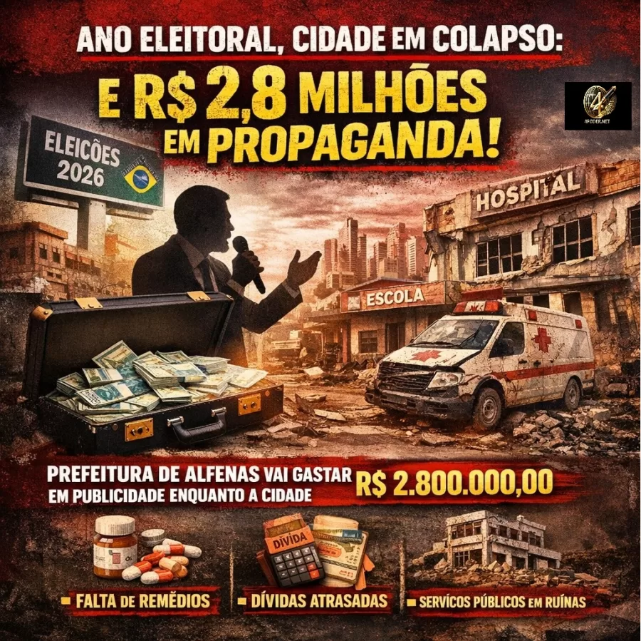 Prefeitura de Alfenas destina R$ 2,8 milhões para publicidade em ano eleitoral e crise municipal