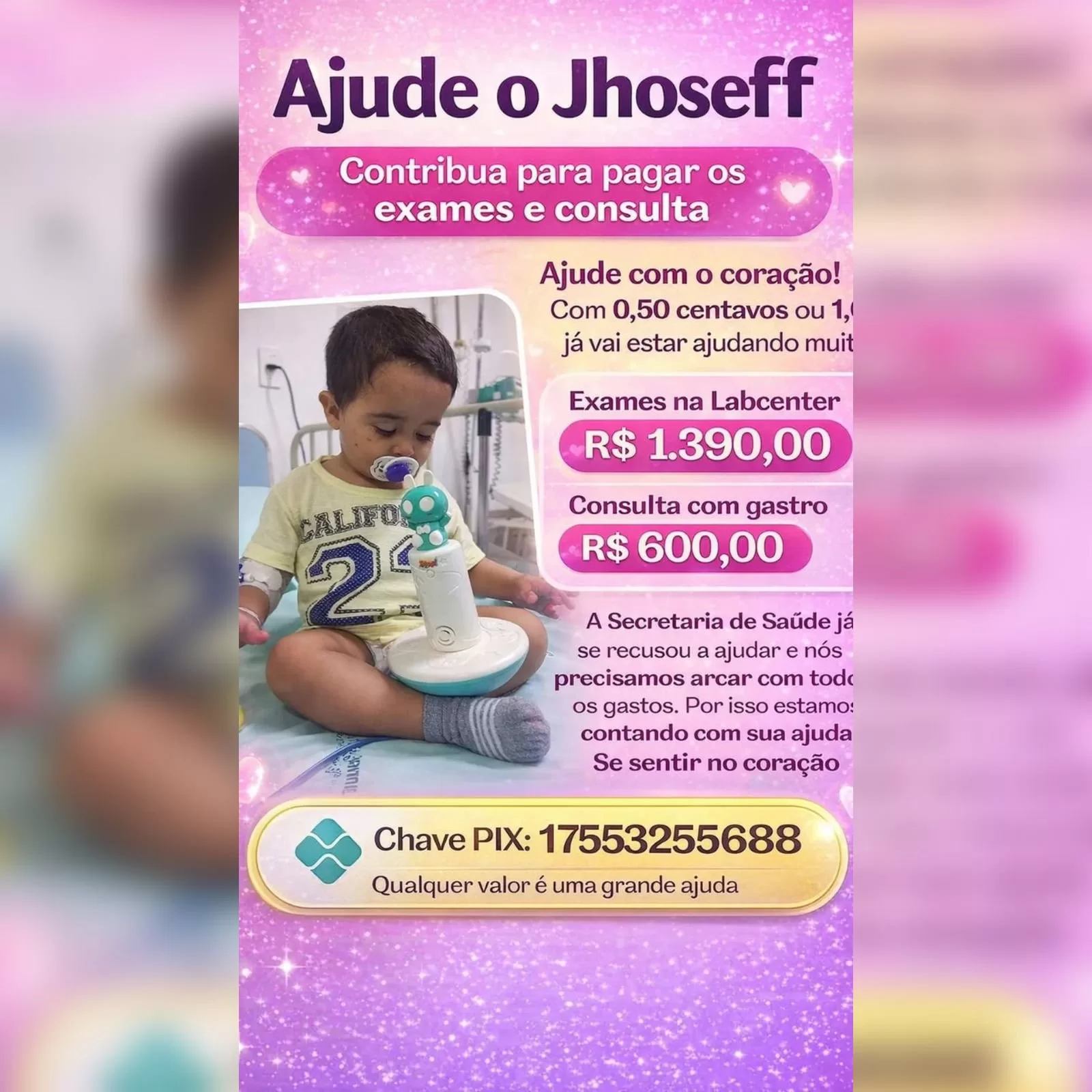 Família de Areado enfrenta dificuldades para garantir tratamento a bebê com doenças raras