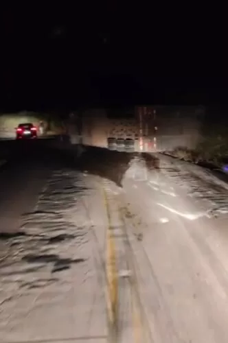 Carreta com bovinos tombada na MG-179 deixa animais soltos na pista em Alfenas