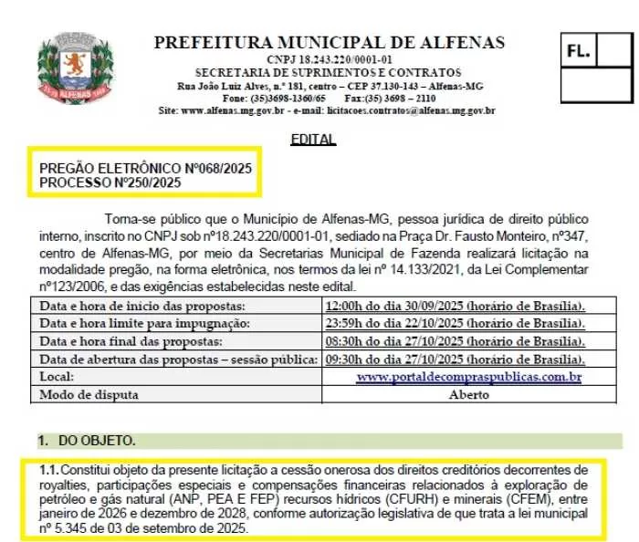 Escândalo do Banco Master chega a Alfenas: licitação suspeita e impacto na gestão municipal