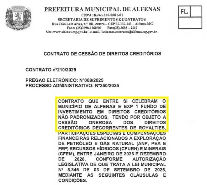 Escândalo do Banco Master chega a Alfenas: licitação suspeita e impacto na gestão municipal