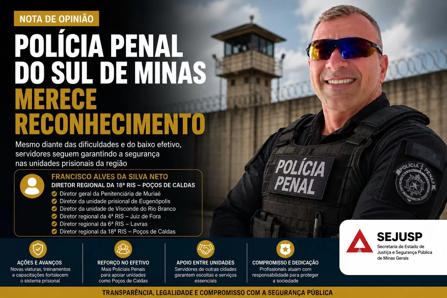 SEJUSP detalha ações da Polícia Penal na 18ª RIS, responsável por unidades do Sul de Minas
