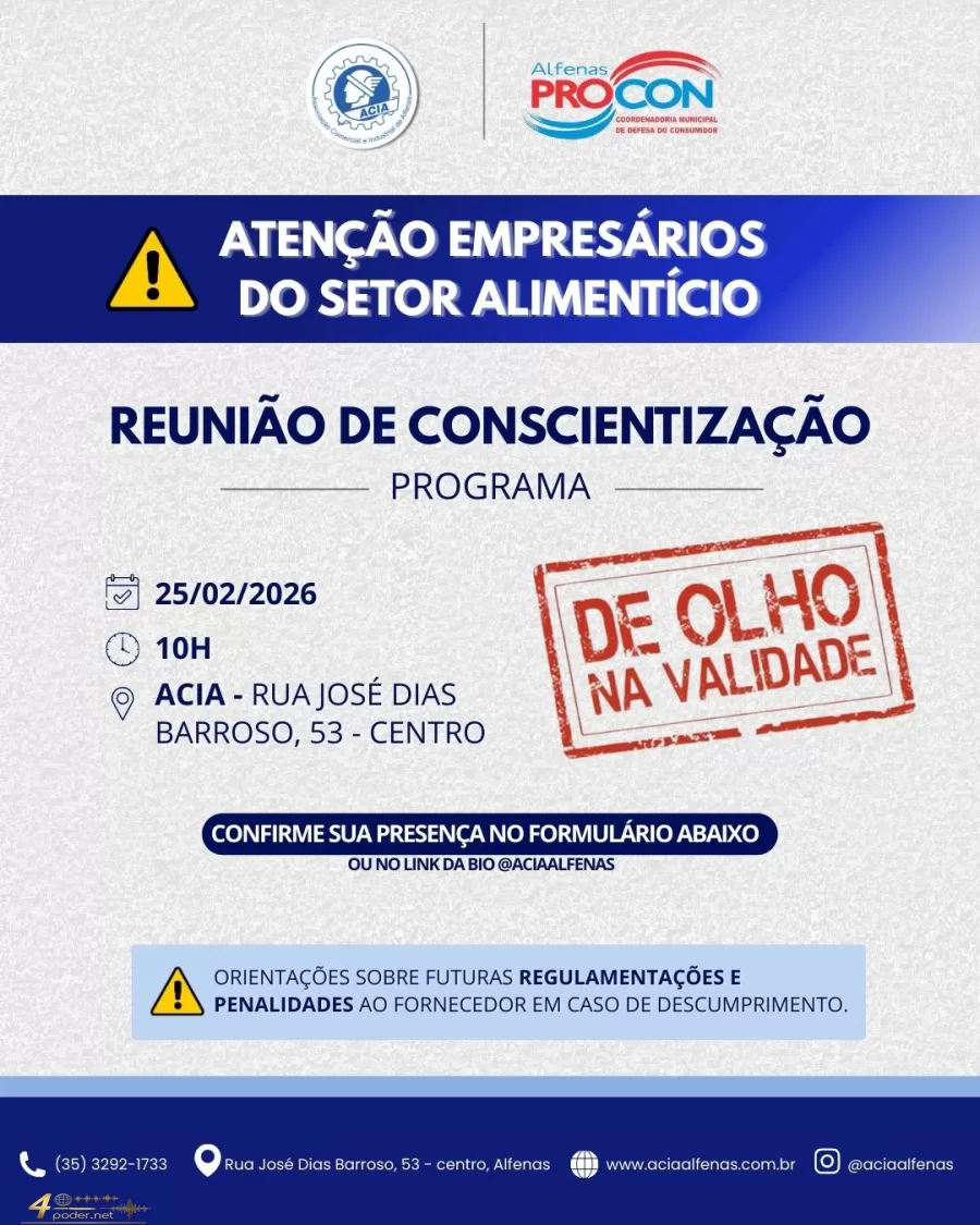 Alfenas promove orientação para comerciantes sobre validade de produtos e boas práticas