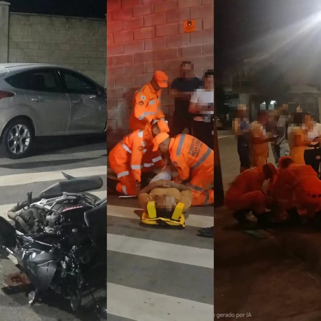 Motociclista fica ferido após colisão com carro em cruzamento de Alfenas