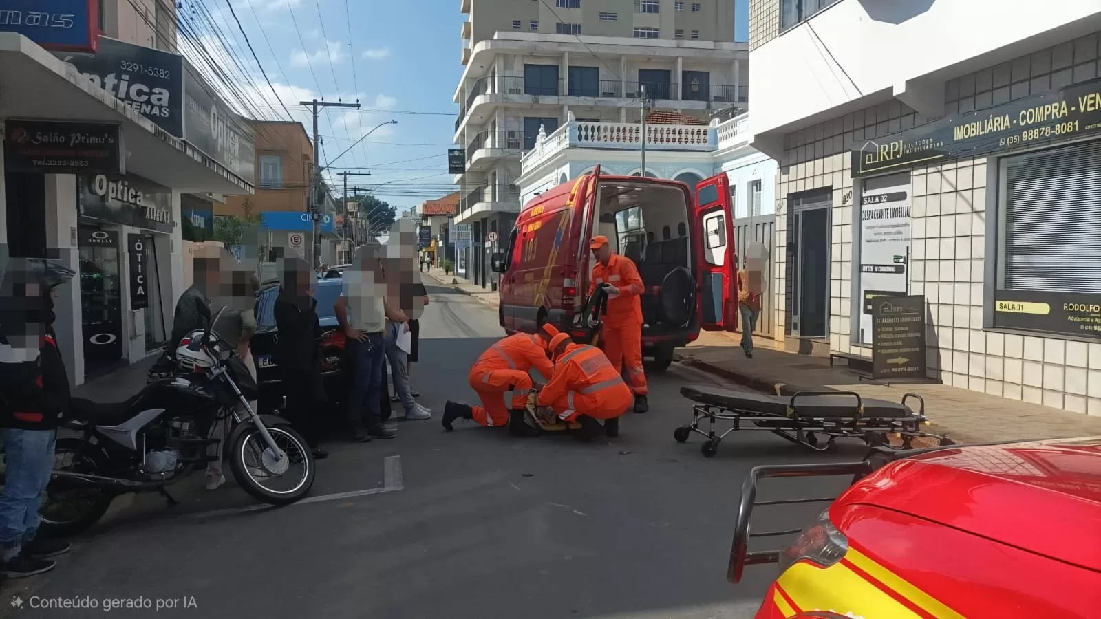 Idosa fica ferida após ser atropelada por motocicleta no Centro de Alfenas
