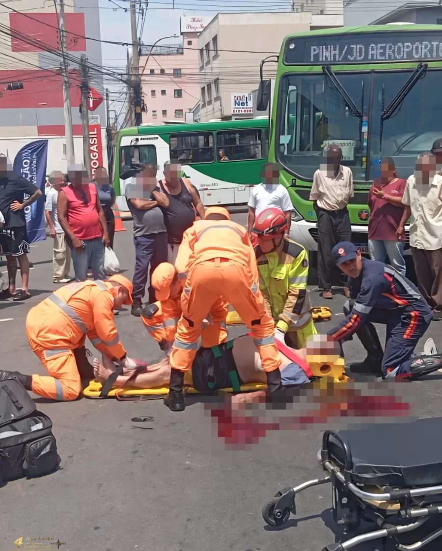 Idoso sofre atropelamento grave por ônibus no Centro de Alfenas
