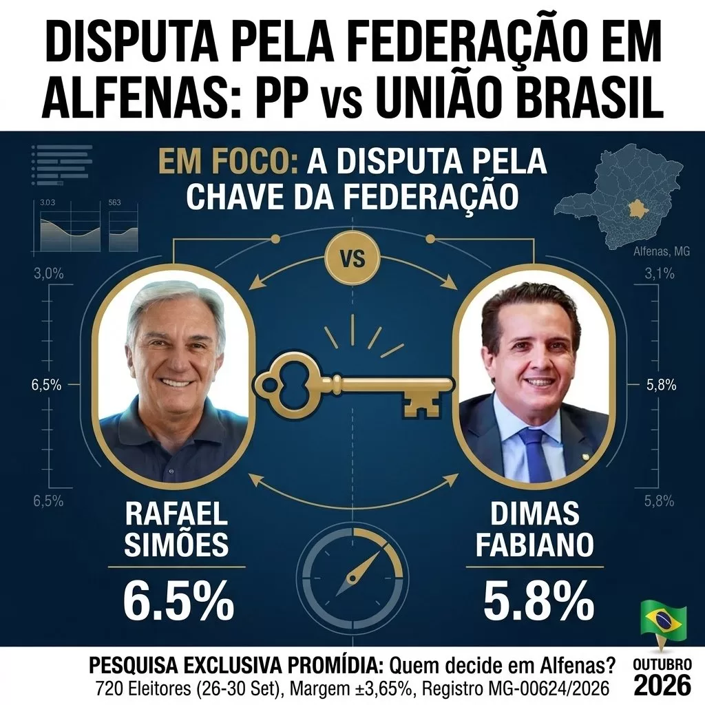 Rafael Simões aparece à frente de Dimas Fabiano em disputa pela federação PP-União Brasil em Alfenas