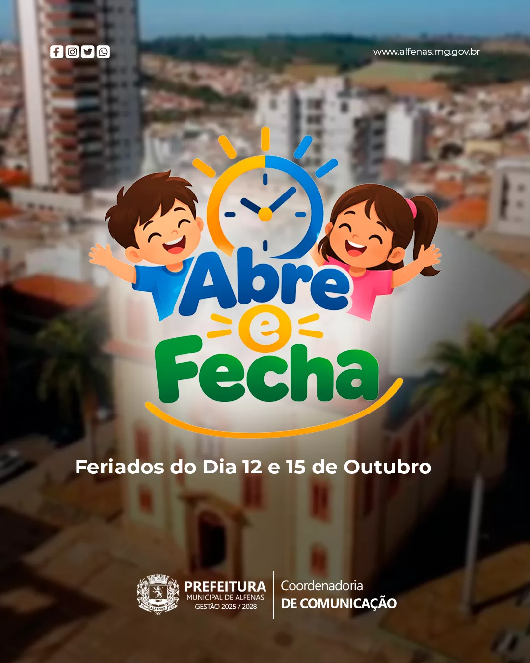Alfenas terá alterações nos serviços públicos entre os dias 12 e 16 de outubro
