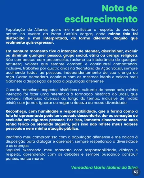 Polêmica em Alfenas: Vereadora faz declarações controversas e gera reações de entidades e Câmara